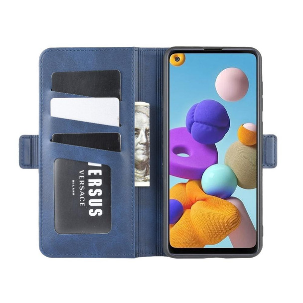 Galaxy A21S Dual-side Magnetic Buckle Horizontal Flip Leather Case with Holder & Card Slots & Wallet(Dark Blue)