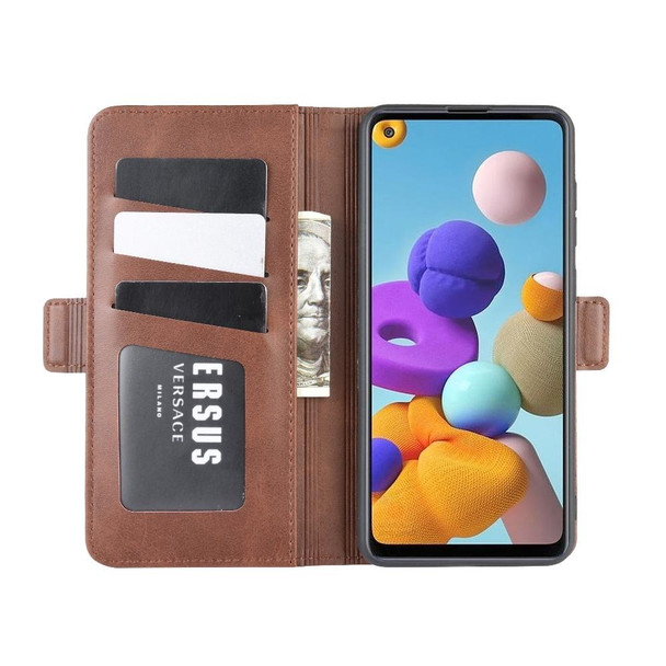 Galaxy A21S Dual-side Magnetic Buckle Horizontal Flip Leather Case with Holder & Card Slots & Wallet(Brown)