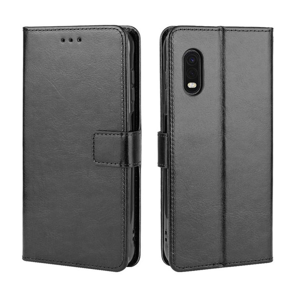 Galaxy Xcover Pro Retro Crazy Horse Texture Horizontal Flip Leather Case with Holder & Card Slots & Photo Frame(Black)