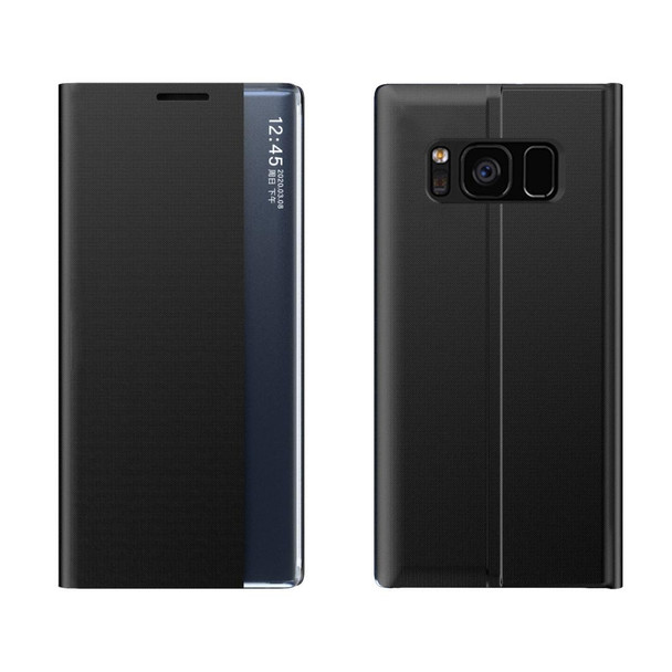 Galaxy S10 Side Display Magnetic Horizontal Flip Plain Texture Cloth + PC Case with Holder & Sleep / Wake-up Function(Black)