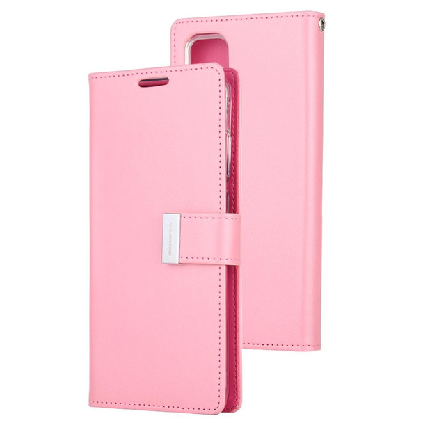 GOOSPERY RICH DIARY - Galaxy S20+ PU + TPU Crazy Horse Texture Horizontal Flip Leather Case, with Card Slots & Wallet & Photo frame (Pink)