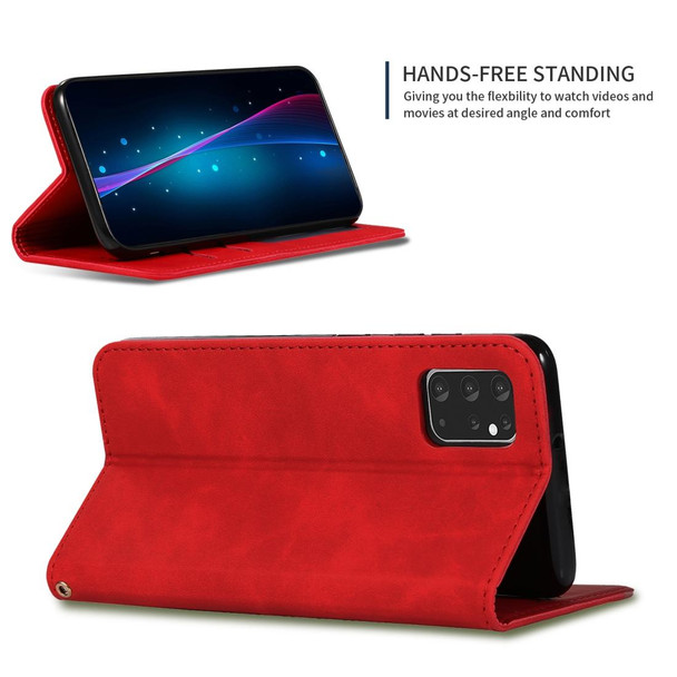 Galaxy S20 Plus Retro Skin Feel Business Magnetic Horizontal Flip Leather Case(Red)