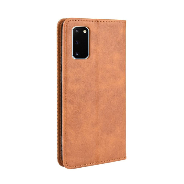 Galaxy S20 /S20 5G Magnetic Buckle Retro Crazy Horse Texture Horizontal Flip Leather Case with Holder & Card Slots & Photo Frame(Brown)