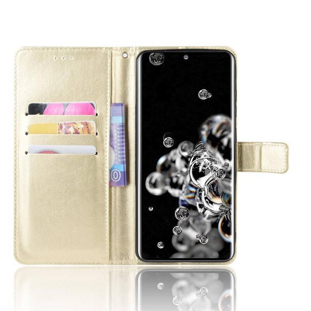 Galaxy S20 Ultra/S20 Ultra 5G Retro Crazy Horse Texture Horizontal Flip Leather Case , with Holder & Card Slots & Photo Frame(Gold)