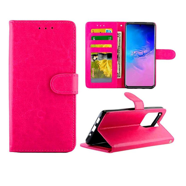 Galaxy S20 Ultra Crazy Horse Texture Leather Horizontal Flip Protective Case with Holder & Card Slots & Wallet & Photo Frame(Magenta)