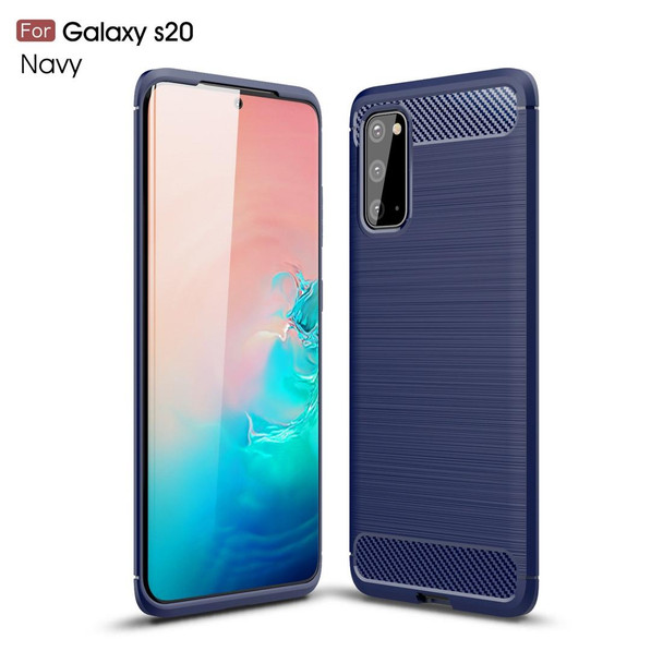 Galaxy S20 Brushed Texture Carbon Fiber TPU Case(Navy Blue)