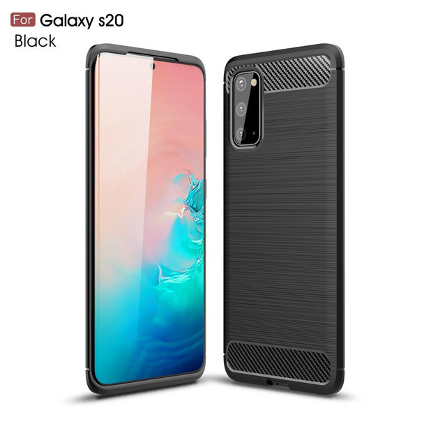 Galaxy S20 Brushed Texture Carbon Fiber TPU Case(Black)