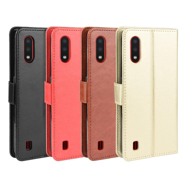 Galaxy A01 Retro Crazy Horse Texture Horizontal Flip Leather Case with Holder & Card Slots & Photo Frame(Red)