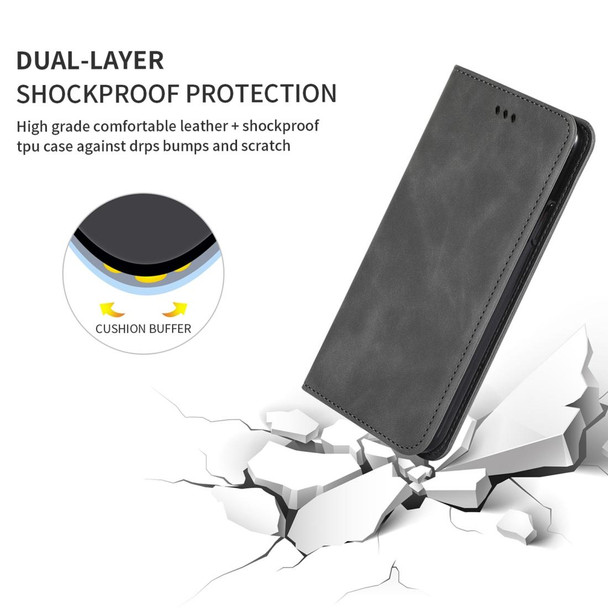 Galaxy S20 Plus Retro Skin Feel Business Magnetic Horizontal Flip Leather Case(Dark Grey)