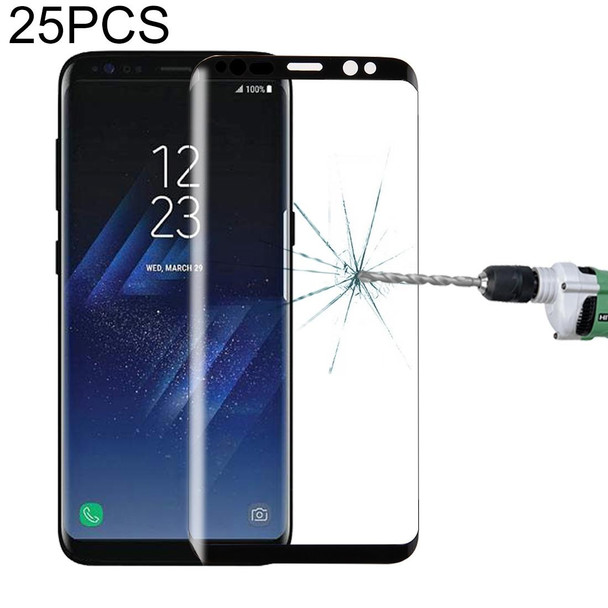 25 PCS - Galaxy S8 Plus / G955 0.26mm 9H Surface Hardness 3D Curved Silk-screen Fully Adhesive Fully Adhesive Full Screen Tempered Glass Screen Protector(Black)