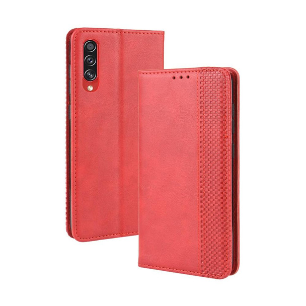 Galaxy A70s Magnetic Buckle Retro Crazy Horse Texture Horizontal Flip Leather Case , with Holder & Card Slots & Photo Frame(Red)