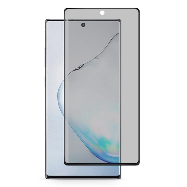 Galaxy Note 10 0.3mm 9H Surface Hardness 3D Privacy Curved Edge Glue Curved Full Screen Tempered Glass Film, Fingerprint Unlock Is Not Supported (Black)