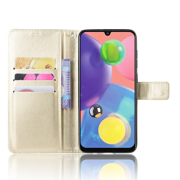 Galaxy A90 5G Retro Crazy Horse Texture Horizontal Flip Leather Case with Holder & Card Slots & Photo Frame(Gold)