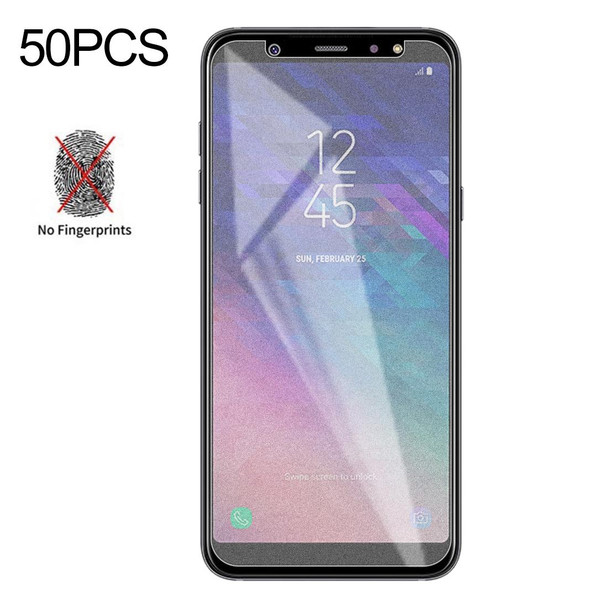 50 PCS Non-Full Matte Frosted Tempered Glass Film for Galaxy A6+ (2018), No Retail Package