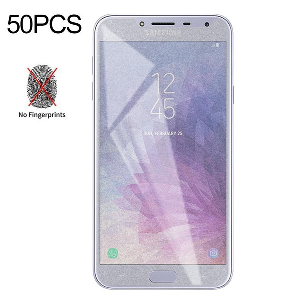 50 PCS Non-Full Matte Frosted Tempered Glass Film for Galaxy J4, No Retail Package