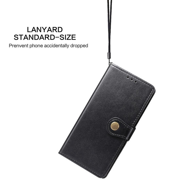 Retro Solid Color Leather Buckle Mobile Phone Protection Leather Case with Photo Frame & Card Slot & Wallet & Bracket Function for Galaxy S10 Plus(Black)