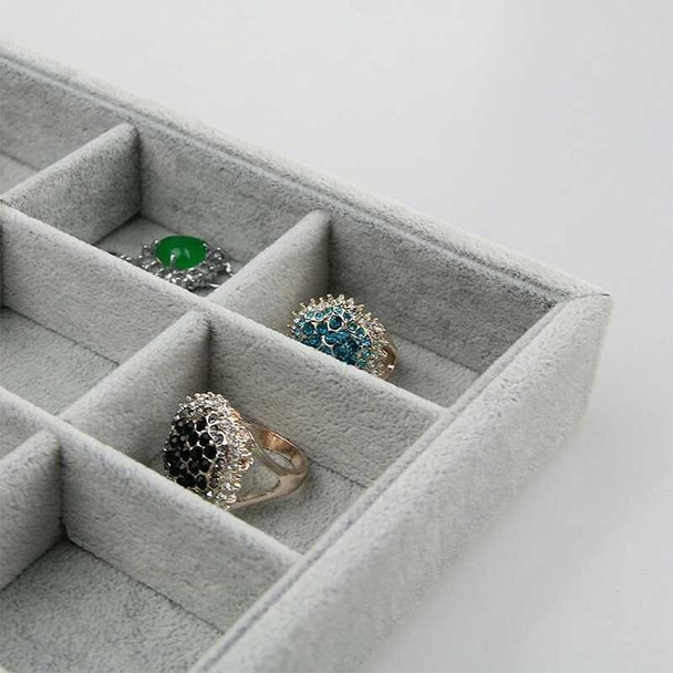 12 Grids Flannelette Bracelet Ring Necklace Display Rack Jewelry Storage Tray