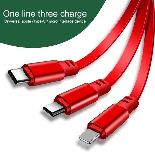 1.2m 3.5A Max 3 in 1 USB to USB-C / Type-C + 8Pin + Micro USB Retractable Charging Cable(Red)