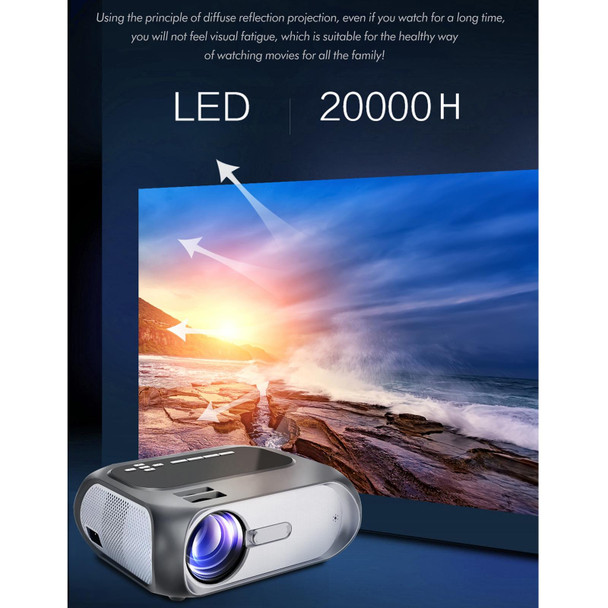 T7i 720P 200 ANSI Home Theater LED HD Digital Projector, Same Screen Version, UK Plug(Silver Grey)