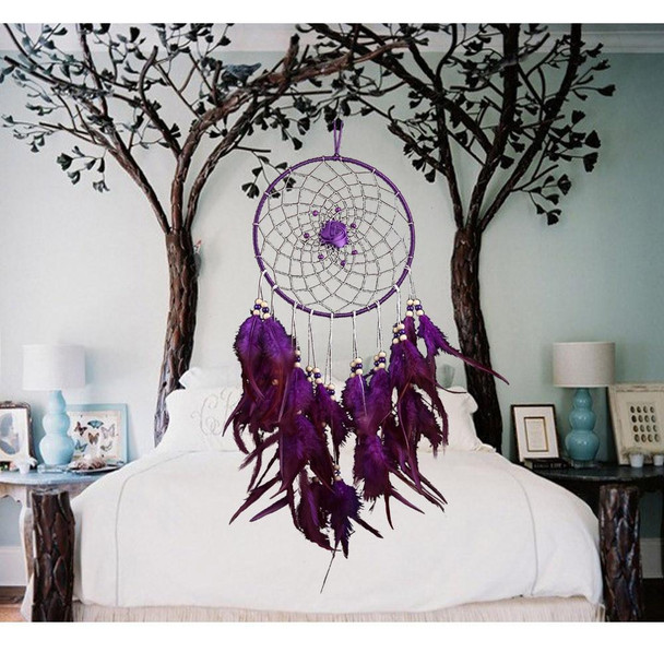 Creative Weaving Crafts Car Ornaments Dreamcatcher Wall Hanging Jewelry(Purple)