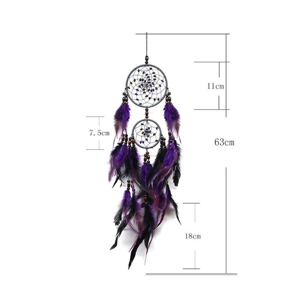 Creative Weaving Crafts Purple Feather Beads Dream Catcher Wall Hanging Jewelry