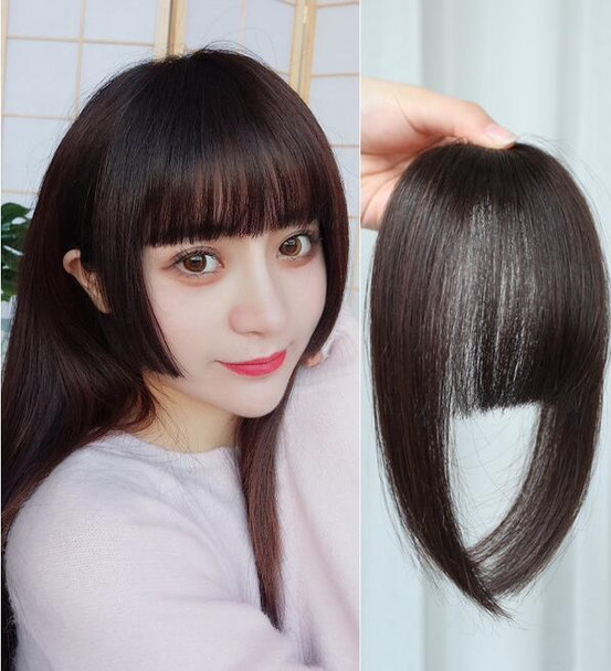 Women Fake Fringe Clip In Bangs Hair Extensions with High Temperature Synthetic Fiber(Black)