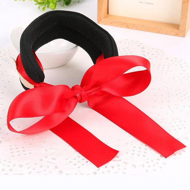 2 PCS Hair Curls Bun Head Band Hair Maker Silk Ribbon Bowknot Hairband Large Size(Red)