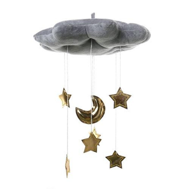 Baby Room Home Fecoration Creative Three-dimensional Cloud Star Cloth Bedside Hanging Scene Layout Props(Dark Gray)