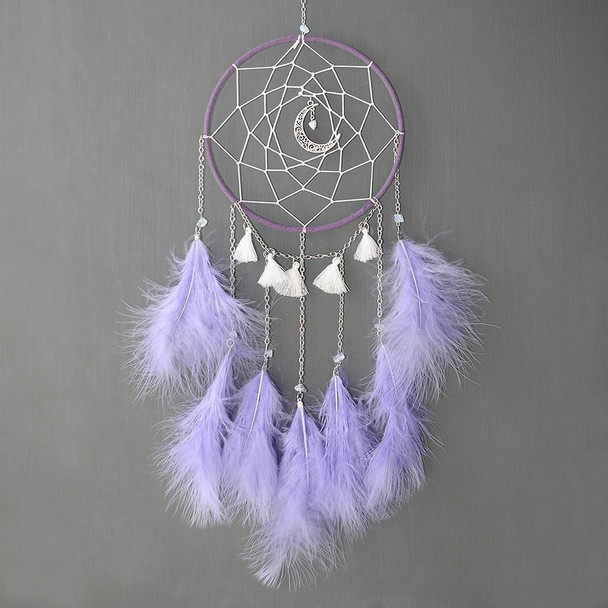 DIY Handmade Decorative Dream Catcher Wall Hanging Dreamcatcher Feather Crafts Kids Stuff Wall Room Decor(Purple)