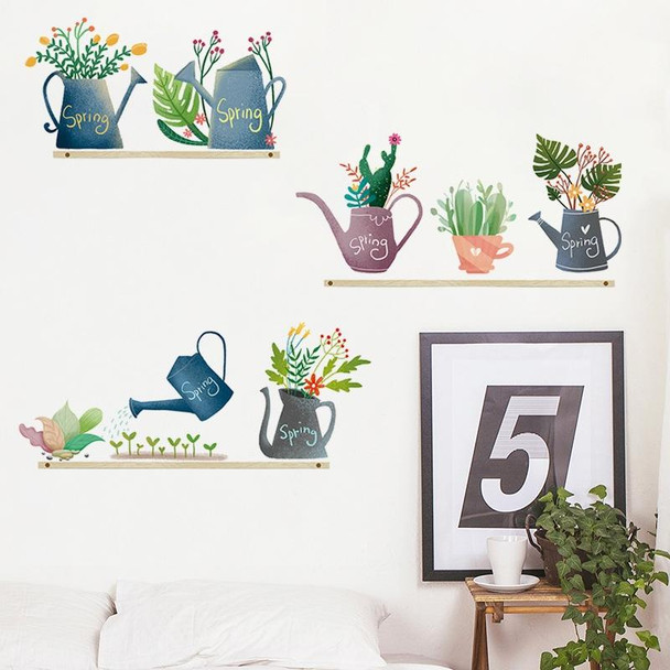 2 PCS Fresh Green Watering Cactus Home Decoration Wall Sticker