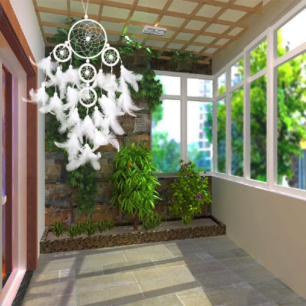 2 PCS Creative Hand-Woven Crafts Dream Catcher Home Car Wall Hanging Decoration(White)