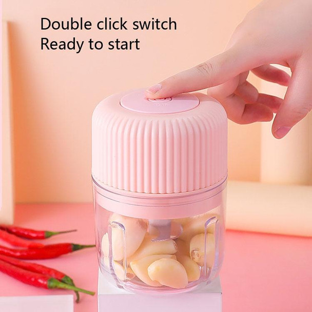 Household Vegetable Cutting Electric USB Garlic Masher Baby Mini Cooking Machine Baby Food Supplement Machine, Style:100ml + 250ml(Pink)