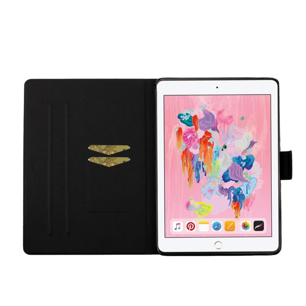 iPad 10.2 Flower Pattern Horizontal Flip Leather Case with Card Slots & Holder(Purple Flower)