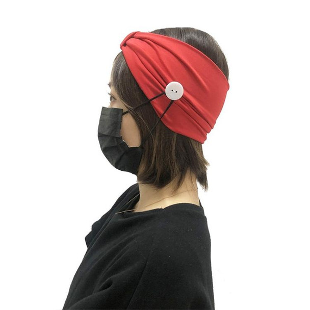 3 PCS Headband Headscarf Sports Yoga Knitted Sweat-absorbent Hair Band with Mask Anti-leash Button(Red)