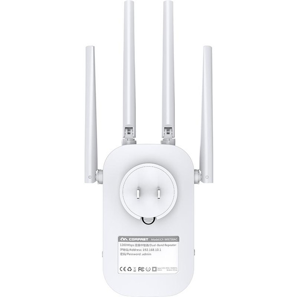 COMFAST CF-WR758AC Dual Frequency 1200Mbps Wireless Repeater 5.8G WIFI Signal Amplifier, EU Plug