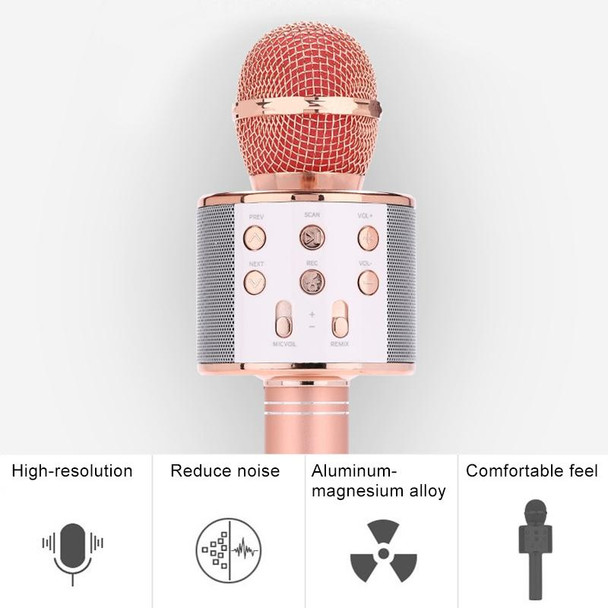 WS-858 Metal High Sound Quality Handheld KTV Karaoke Recording Bluetooth Wireless Microphone, for Notebook, PC, Speaker, Headphone, iPad, iPhone, Galaxy, Huawei, Xiaomi, LG, HTC and Other Smart Phones(Silver)