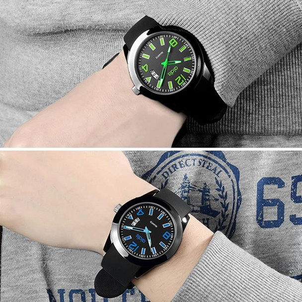 addies MY-1601 Luminous Version Silicone Watchstrap Quartz Watch, Support Calendar, Size:L(Blue)