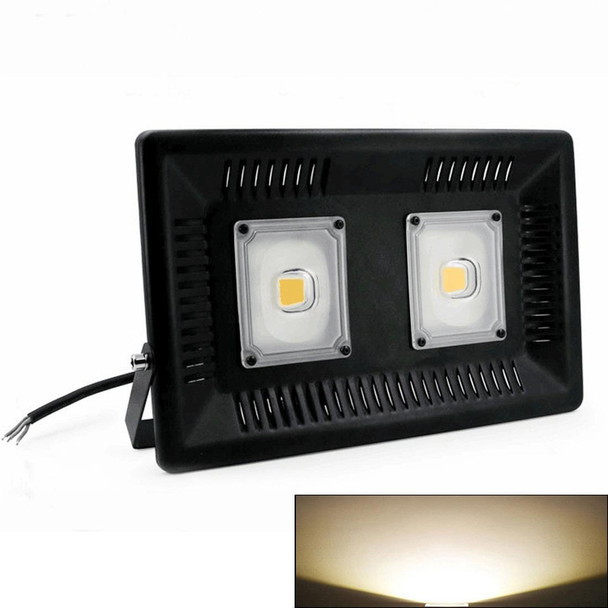 100W Waterproof LED Floodlight Lamp, 2 x 48 LED SMD 2835, Luminous Flux: > 8000LM, PF > 0.9, RA > 80, AC 90-140V(Warm White)