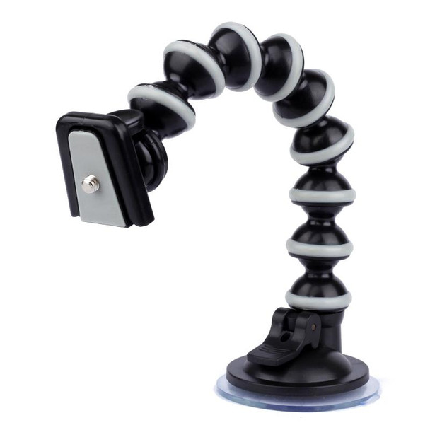 Steering Car Glass Suction Cup Mount for PULUZ Action Sports Cameras Jaws Flex Clamp Mount for GoPro HERO10 Black / HERO9 Black / HERO8 Black /7 /6 /5 /5 Session /4 Session /4 /3+ /3 /2 /1, DJI Osmo Action, Xiaoyi and Other Action Cameras