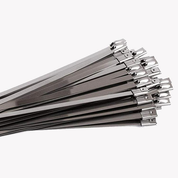 100 PCS 4.6x400mm Stainless Steel Metal Cable Ties Tie Zip Wrap Exhaust Heat Straps Induction Pipe