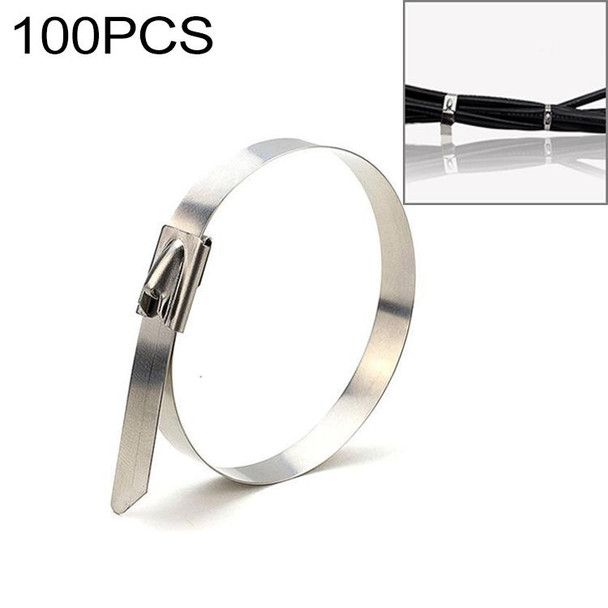 100 PCS 4.6x350mm Stainless Steel Metal Cable Ties Tie Zip Wrap Exhaust Heat Straps Induction Pipe