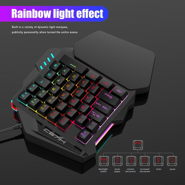 HXSJ V100 Universal One-hand 35-Keys Mechanical Blue Axis Seven-color Backlight Wired Gaming Keyboard, Length: 1.6m