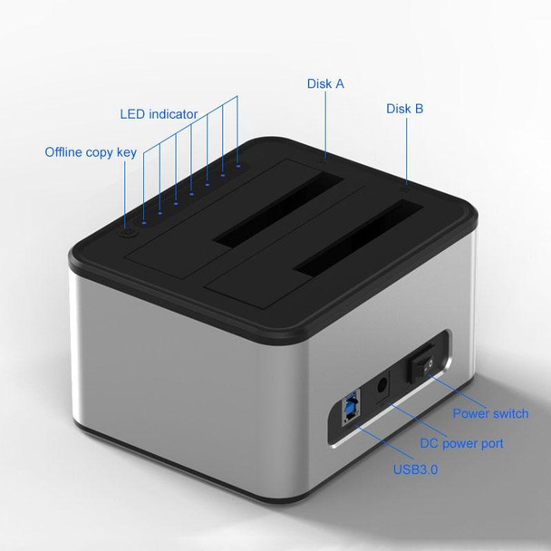 Blueendless 2.5 / 3.5 inch SATA USB 3.0 2 Bay Offline Copy Hard Drive Dock (AU Plug)