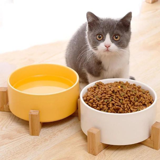 15.5cm/850ml Cat Bowl Dog Pot Pet Ceramic Bowl, Style:2 PCS Bowls(Gray)