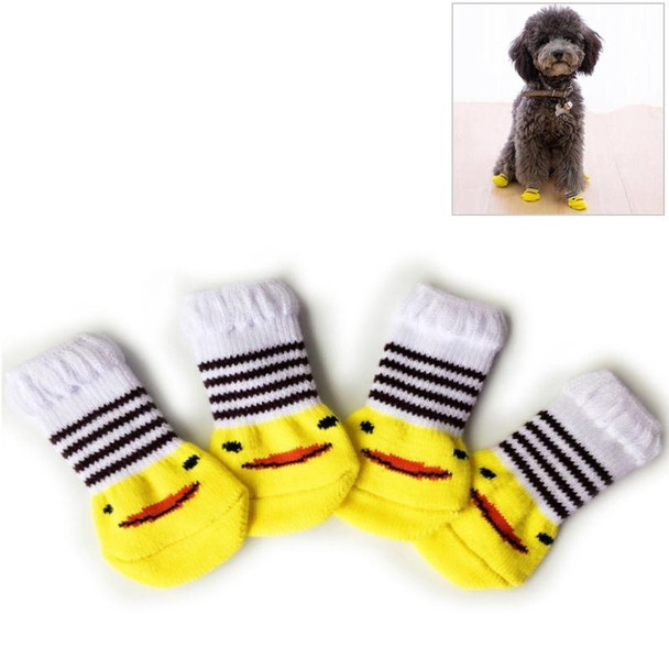 2 Pairs Cute Puppy Dogs Pet Knitted Anti-slip Socks, Size:M (Duckling)