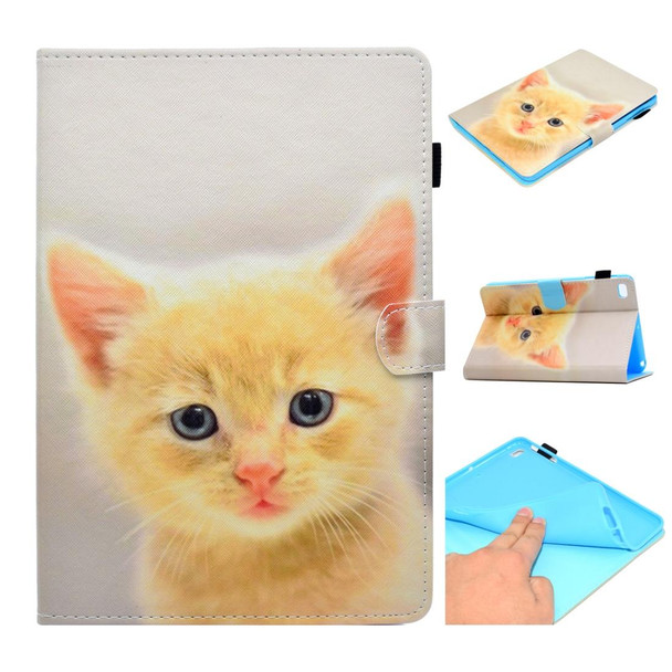 iPad Mini 1 / 2 / 3 / 4 / 5 Painted Horizontal Flat Leather Case with Sleep Function & Card Slot & Buckle Anti-skid Strip & Bracket & Wallet(Cute Cat)