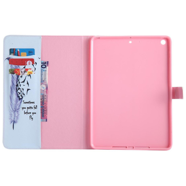 Colored Drawing Pattern Horizontal Flip PU Leatherette Case with Holder & Card Slots & Wallet & Sleep / Wake-up Function(Feather)