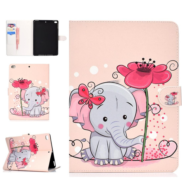 iPad Pro10.5 inch Colored Drawing Pattern Horizontal Flip PU Leather Case with Holder & Card Slot & Sleep / Wake-up Function(Elephant Flowers)