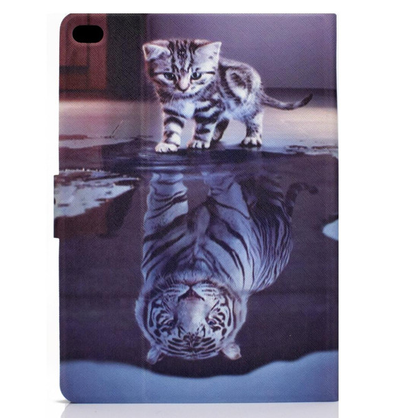 iPad Air / Air 2 / iPad 9.7 inch (2017) & (2018) Voltage Painted Pattern Tablet PC Protective Leather Case with Bracket & Card Slots & Sleep / Wake-up & Anti-skid Strip(Cat and Tiger)