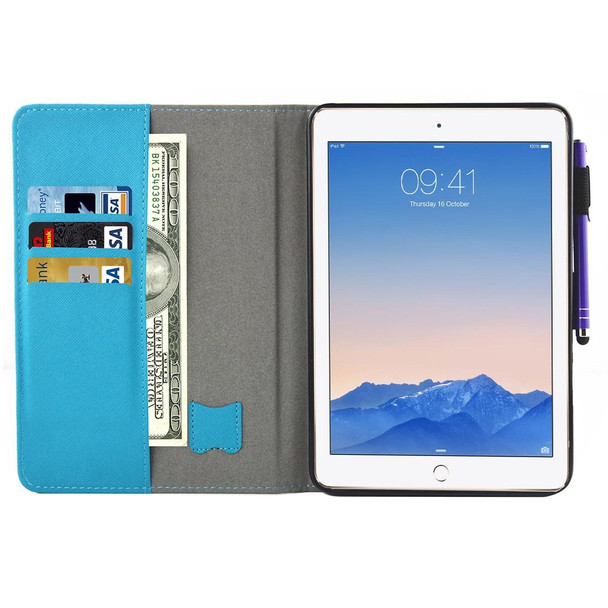 iPad 9.7 (2018) & iPad 9.7 (2017) & Air 2 / Air Glasses Owl Pattern Horizontal Flip Leather Case with Holder & Wallet & Card Slots & Sleep / Wake-up Function & Pen Slot